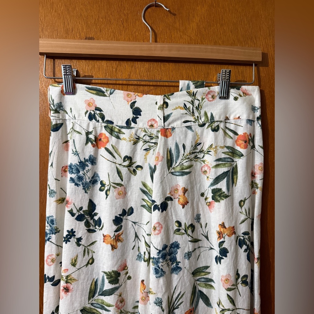 NWOT Saks Fifth Avenue Floral Linen Button Front Midi Skirt - Size Small - Picture 4 of 9